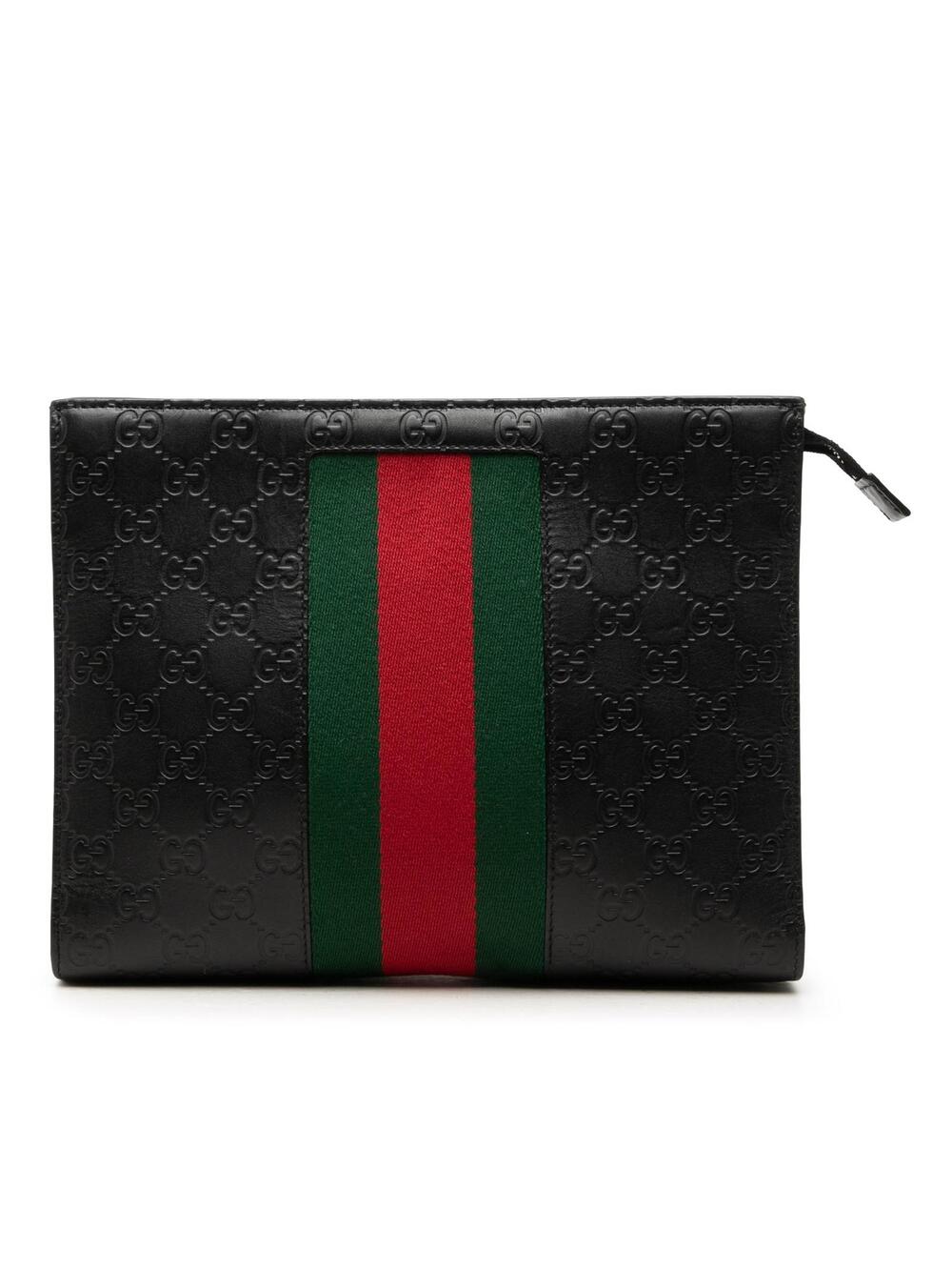 Gucci Ssima Web Clutch Pre-Loved Black #350570G62B